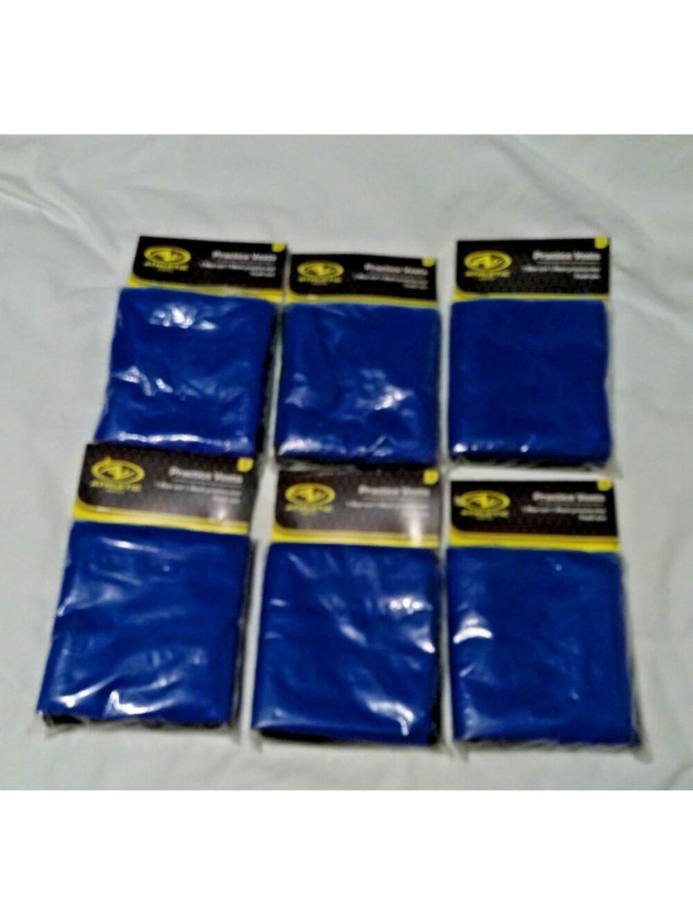 ATHLETIC WORKS PRACTICE VESTS 6 PACK BLUE & BLACK YOUTH SIZE Unisex